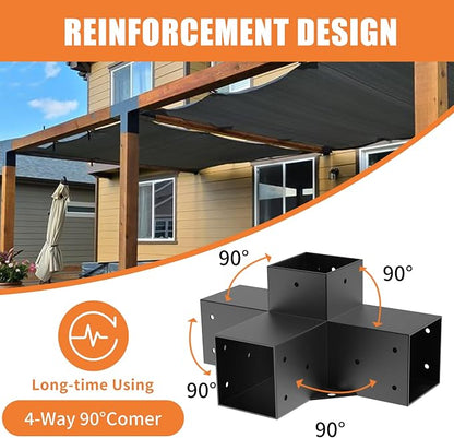Woodworks Pergola pergola Brackets 4-Way Right Angle Corner Bracket DIY Elevated Wood Stand 2PACK with Screws for 4x4 (Actual: 3.5x3.5 Inch) Lumber Pergola Gazebo