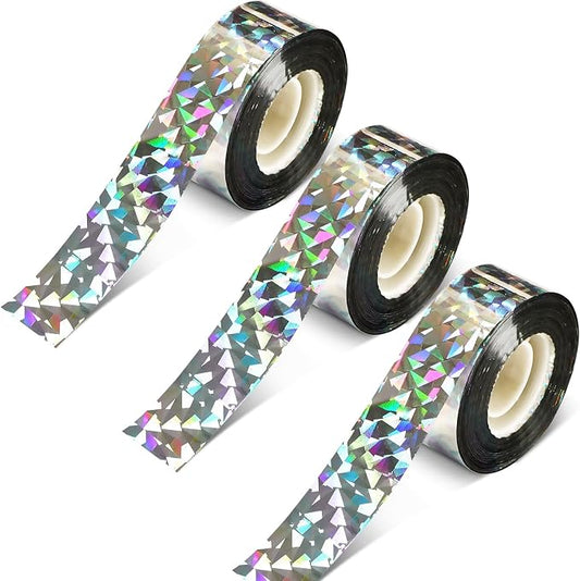 DECYOOL 3 Rolls 787 FT Bird Scare Tape Reflective Ribbon Hanging | Bird Repellent Tape, House Garden Patio Lawn Orchard, Reflective Bird Scare Tape, 787 FT Total Length Avoid Animal Damage