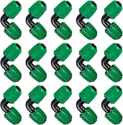 15 Pcs 1/2 Inch Drip Irrigation Elbow Fittings(1/2" ID x 0.640" OD), 90 Degree Drip Lock Barbed Nut Hose Elbow Connectors for 1/2 Drip Irrigation Tubing Connection Parts for Garden Watering System