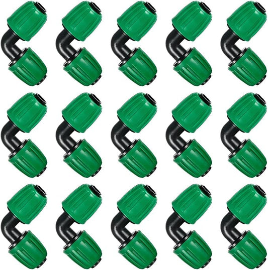 15 Pcs 1/2 Inch Drip Irrigation Elbow Fittings(1/2" ID x 0.640" OD), 90 Degree Drip Lock Barbed Nut Hose Elbow Connectors for 1/2 Drip Irrigation Tubing Connection Parts for Garden Watering System