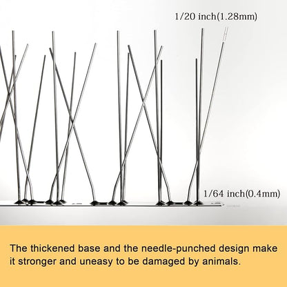OFFO Bird Spikes with Stainless Steel Base, Durable Bird Spikes Arrow Pigeon Spikes Fence Kit for Keeping Small Bird, Crows and Woodpeckers Away, Covers 10.2 Feet(3.1m) (Pack of 2)
