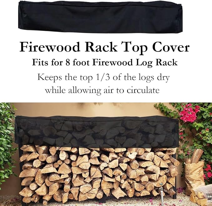 Firewood Rack Top Cover Waterproof Replacement for 8 foot | Firewood Log Heavy Duty Storage Log Rack Covers (Not The Full Cover)