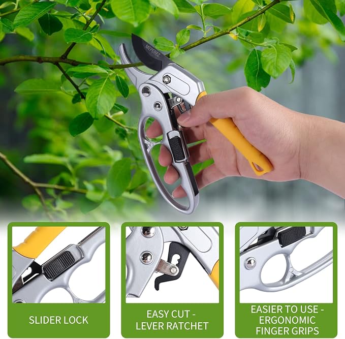 Premium pruning shears for gardening, Work 3 times easier, Pruners heady duty, Sharp garden clippers cuting florist flower, hedge, herb, rose, Indoor live plants, Arthritis weak hand snips