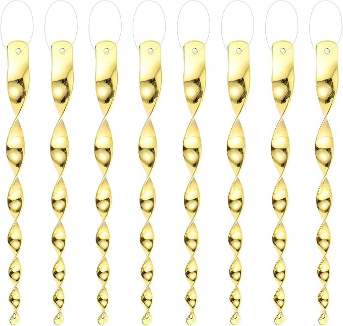M METERXITY 8-Pack Bird Reflective Rods 11.5 Inch Spiral Bird Scare Rods Hanging Birds Deterrent Device for Yard/Patio/Garden/Farm/Decoration [Gold]