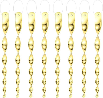 M METERXITY 8-Pack Bird Reflective Rods 11.5 Inch Spiral Bird Scare Rods Hanging Birds Deterrent Device for Yard/Patio/Garden/Farm/Decoration [Gold]