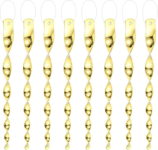 M METERXITY 8-Pack Bird Reflective Rods 11.5 Inch Spiral Bird Scare Rods Hanging Birds Deterrent Device for Yard/Patio/Garden/Farm/Decoration [Gold]