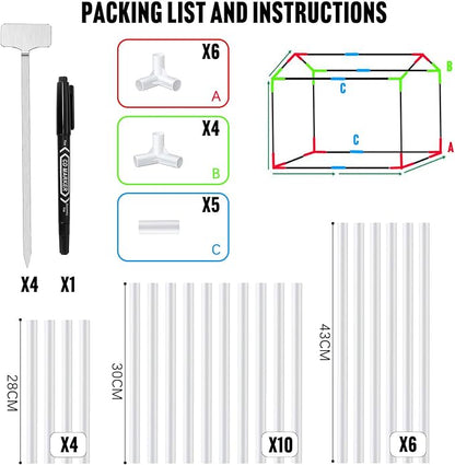 [CareForge] Mini Greenhouse Indoor with Grow Light & PE Bottom Mat, 27.5x19.6x27.1 Tabletop Greenhouse for Seed Starting, Portable Small Greenhouse for Outdoors, Multi-Window & 4 304 SS Labels
