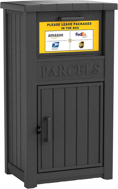 Package Delivery Box for Outside, Large Lockable & Weatherproof Anti-Theft Parcel Drop Box for Porch, Curbside, House Storage, Black(60 Gallon)