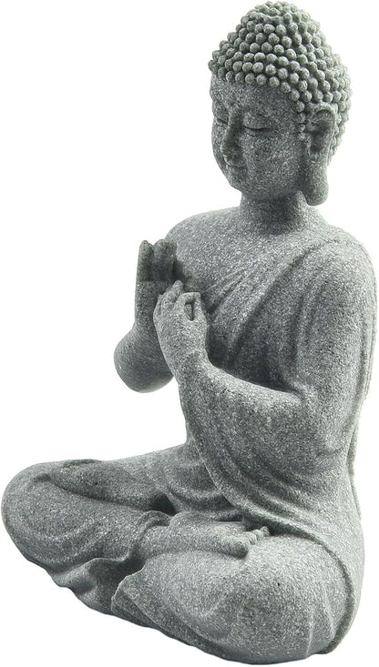 Garden Buddha Resin Stone Statue for Outdoor and Indoor Zen Decor Sandstone Effect Lawn Ornament for Home and Garden Landscaping or Meditation Space(C)