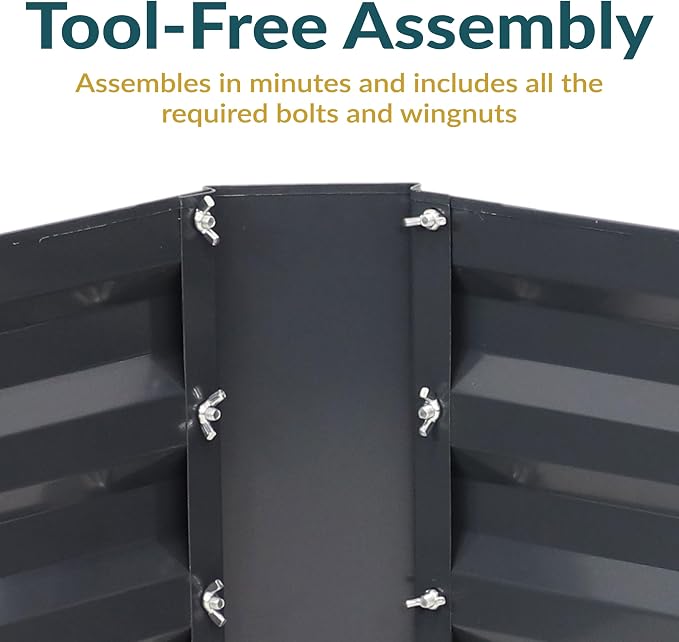 Sunnydaze Galvanized Raised Garden Bed Kit - 4x3x1 ft Outdoor Raised Garden Bed - Metal Planter Box for Vegetables, Flowers, Herbs - Dark Gray - 4' x 3' Rectangle
