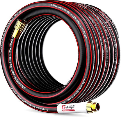 YASQA 100FT Extra Long Heavy Duty Garden & Water Hose - Commercial Grade for Homeowners & Large Properties, Kink-Free Leak-Proof with Brass Fittings, 5/8 Inch Black