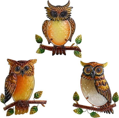 J-Fly Owl Decorative Metal Wall Art Owl Outdoor Decorative Metal Bird Wall Art Exquisite Valentine Decoration Gifts For Garden Patio Porch Bedroom Kitchen Lover Gift 9 Inch Set Of 3
