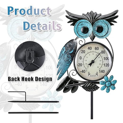 MUMTOP Outdoor Thermometer, Owl Outside Decor for Patio, Yard and Garden | No Battery Needed, Waterproof, Indoor and Outdoor, Easy to Read, Gifts Idea