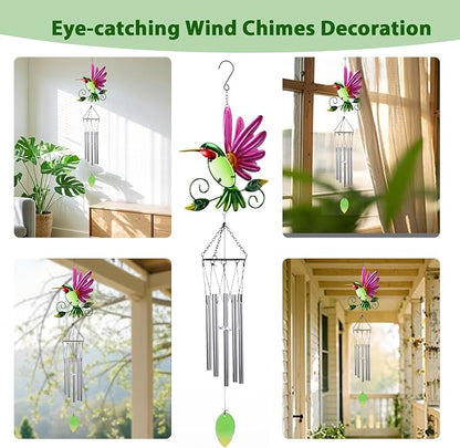 MUMTOP Hummingbird Wind Chimes for Outside, Metal Deep Tone Memorial Sympathy Wind Chime Windchimes for Patio, Outdoor,Garden,Yard,Window,Home Decor or Gifts for Women