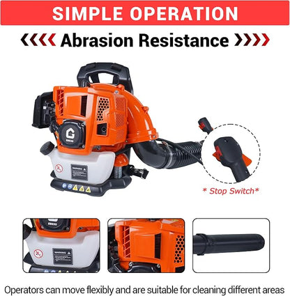 52CC Backpack Leaf Blower, 780 CFM & 270 MPH | 2.2-HP 2-Cycle Gas Powered Leaf Blower, for Heavy Duty Lawn Care, Wet Leaf & Debris Clean
