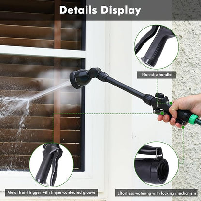 RESTMO Heavy Duty Metal Hose Wand, Watering Wand for Garden Hose | 180° Swivel Ratcheting Head, 16'' Hose Sprayer, 7 Spray Patterns, Flow Control, Ideal for Hanging Baskets & Shrubs