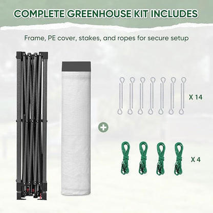 EAGLE PEAK 10x10 Portable Walk in Greenhouse with Polyester Reinforced Corners, Instant Pop up Indoor Outdoor Gardening Green House, Roll Up Zipper Entry Doors and Mesh Windows, Gray/White