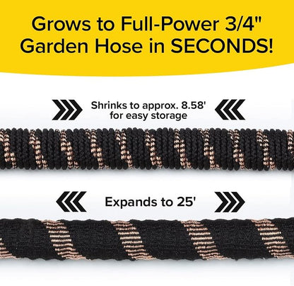 Pocket Hose 25 FT Copper Bullet Expandable Garden Hose, As Seen on TV | 10 pattern thumb spray nozzle, anti-burst upto 650 psi, 3/4 in, lead-free, solid copper, anodized aluminum, ultra-lightweight