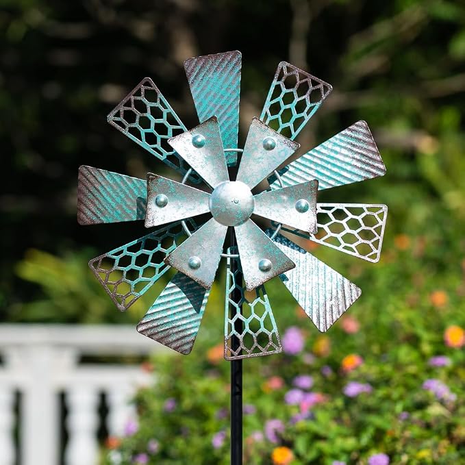 Viveta Metal Wind Spinners Outdoor, 13" Kinetic Wind Spinner | Garden Windmill for Outdoor Patio Yard Decor