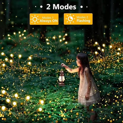 10 Pack Solar Firefly Lights Outdoor Swaying Garden Decor 80 LED Warm White | 2 Lighting Mode, Auto On/Off, Sway with Wind, Waterproof Solar lights Outdoor for Driveway Patio Veranda Courtyard Decor