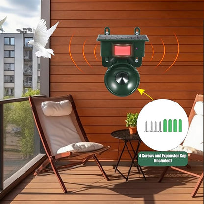 2026 Ultrasonic Bird Repeller Solar Powered Outdoor Motion Activated Bird Pigeon Deterrents for Outside Woodpecker Goose Repellent Devices for Porch Patio Balconies Rooftops(2)