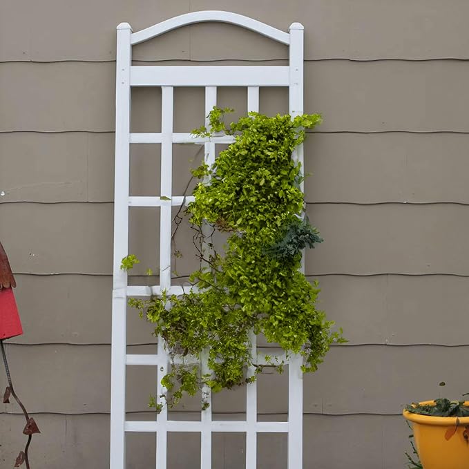 Dura-Trel Cambridge Garden Vinyl Trellis, Wall Mount Plant Support Frame, 28" x 75", White - Decorative Indoor and Outdoor Grid-Style Lattice Stand for Climbing Vines, Flowers, and Vegetable Plants