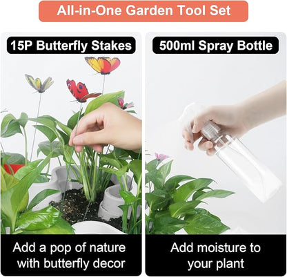 GameXcel Vertical Planter, 6 Tier Stackable Strawberry Planter with Garden Tool Set, Movable Indoor/Outdoor Garden Herb Pot for Growing Vegetables and Succulents, White