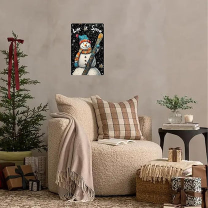 Tin Signs Snowman Let It Snow Metal Signs Winter Aluminum Sign for Home Cafe Bar Yard Office Farmhouse Kitchen Wall Decor 12×8 Inch