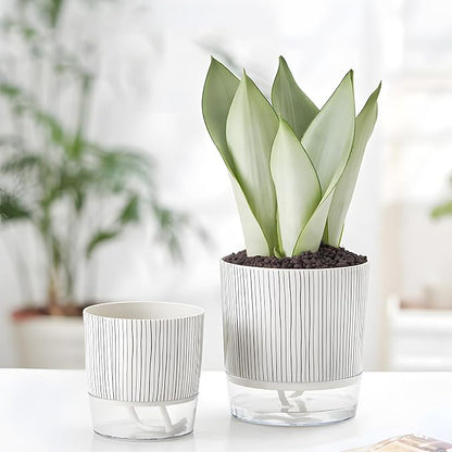 5 Pack Self Watering Pots for Indoor Plants, 4" + 5.5" Decorative Planters for Indoor Plants, Easy-Care Pots for African Violet, Orchid, Snake Plant, Herbs