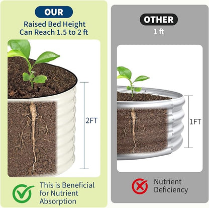Garvee 2 Pack 6x3x2ft Galvanized Raised Garden Bed Kit, Oval Metal Planter Boxes with Anti-Cut Safety Edges, Rust-Resistant Deep Root Planters for Outdoor Vegetables, Flowers, Herbs, Beige