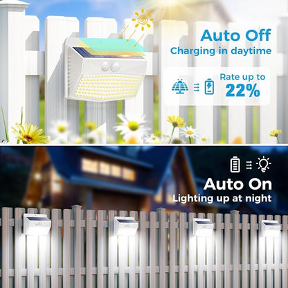 Peasur 1 Pack Solar Motion Lights Outdoor, Solar Security Light with 3 Modes, IP65 Waterproof Flood Lights Outside for Camping Garden Patio Garage Backyard, White