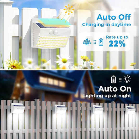 Peasur [12 Packs] Solar Outdoor Lights Motion Sensor Solar Security Lights Waterproof with 3 Lighting Modes Solar Powered Wall Lights Outside for Garden Fence Yard,White