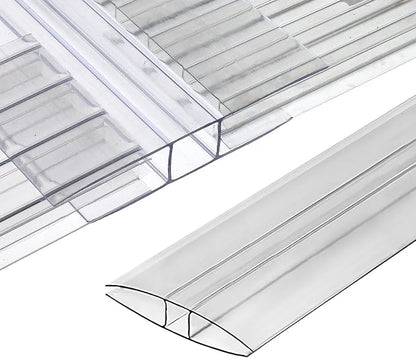 Polycarbonate Greenhouse Panels Connectors - 0.4" Thick, Fit 10mm or 8mm Twin-Wall Polycarbonate Panels, Join 2 Pieces of Panels Together, 4-Foot Length, 10 Pieces (H Connectors 10mm-4ft)