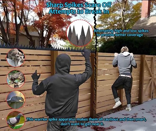 Heavy Duty Metal Anti Climb Spikes for Outdoor Wall, Garden Fence,Intruder Deterrent Fence Spikes for Theieves and Intruders 8pcs (94.5 inches)