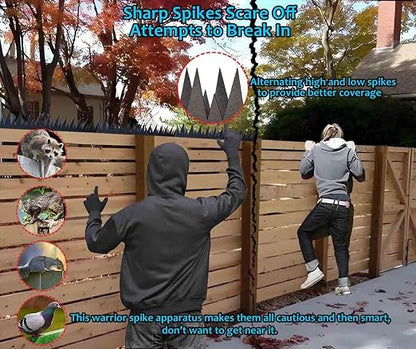 Heavy Duty Metal Anti Climb Spikes for Outdoor Wall, Garden Fence,Intruder Deterrent Fence Spikes for Theieves and Intruders 8pcs (94.5 inches)