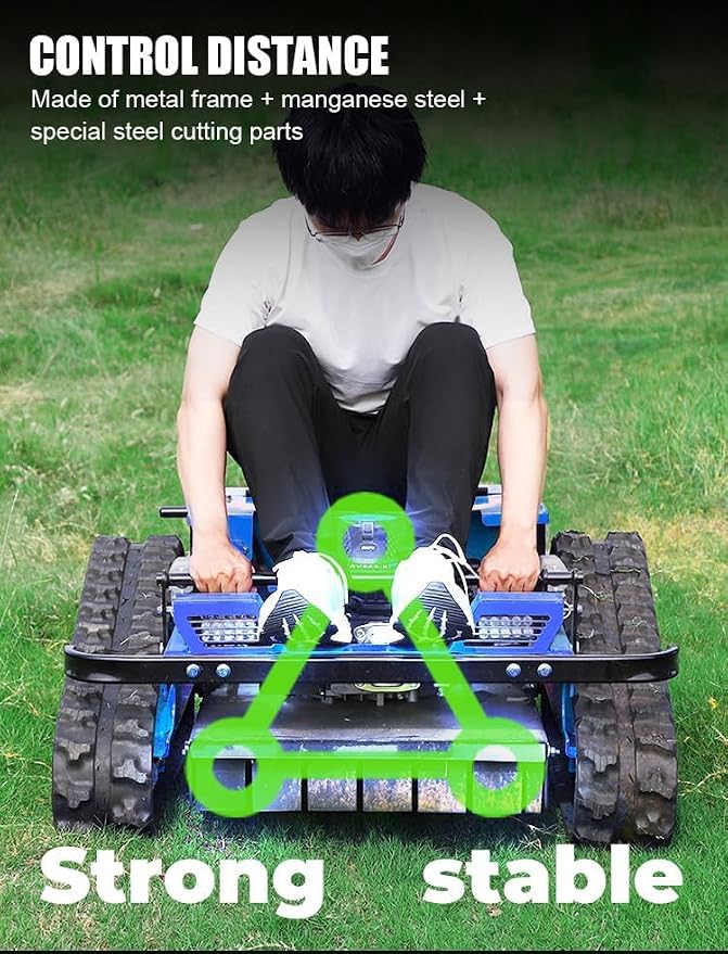 Infront Remote Control Lawn Mower, Crawler Track All-Terrain System, Hybrid Oil-Electric Power for Steep Slopes and Large Lawns, Adjustable Cutting Height