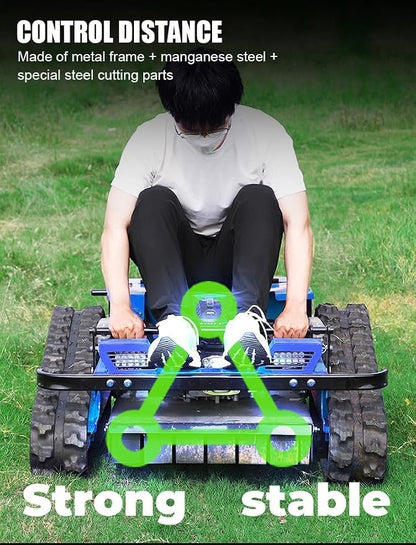 Infront Remote Control Lawn Mower, Crawler Track All-Terrain System, Hybrid Oil-Electric Power for Steep Slopes and Large Lawns, Adjustable Cutting Height