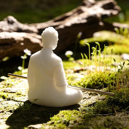 livelyfish Aquarium Sun Wukong Statue Monkey Kings Buddha Statues Zen Sandstone Figurines for Fish Tank Garden Aquarium Decor (White)