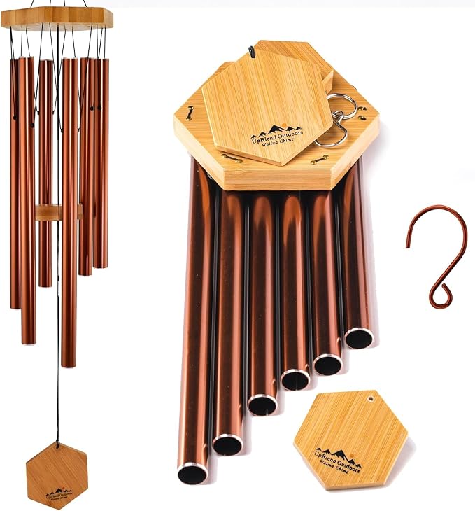 Copper Red Wind Chimes for Outside, 29 Inch Hand Tuned G Major Pentatonic Wind Chime, Memorial Sympathy Gift for Loss of Loved One, Deep Tone Aluminum Bamboo Garden Patio Porch Decor