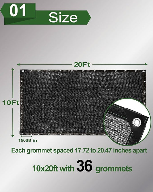 vensovo 40% Sunblock Shade Cloth Net Black Resistant - 10x20 Ft Garden Shade Mesh for Plant Cover, Greenhouse, Chicken Coop, Kennels, Tomatoes Plants