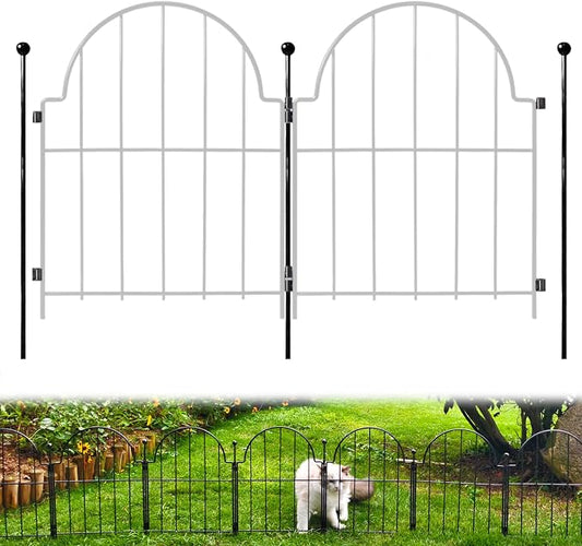 Blingluck Decorative Garden Fence Stakes 3 Pack Without Fence Panels, Total 17in(H) No Dig Animal Barrier, Garden Border Edging Flower Outdoor Fences for Landscape Specialized Accessories