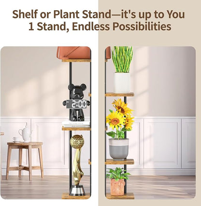 LASZOLA Black 7 Tiered Wood Plant Stand Indoor for Larger Heavy Duty Planter, Sturdy Multi Level Vertical Flowers Racks for Narrow Inside Floor, Decorate Shelving for Hold House Tree, Space Saving