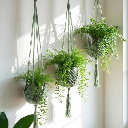 Shappy 1 Pack Boho Macrame Plant Hanger, Large Hanging Planter Plant Holder Pot Hanger Hanging Basket Wall Planters, Plants Lover Gift for Indoor Garden (Classic,Sage Green)