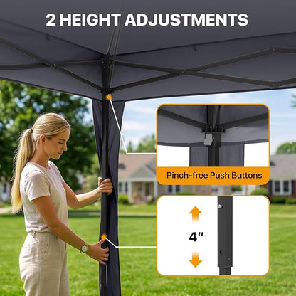 COOS BAY 11x11 Pop Up Gazebo with Mesh Netting, Instant Outdoor Canopy Tent, Water Resistant Shelter with UPF 50+ UV Protection, 121 Sq Ft Coverage, Dark Gray