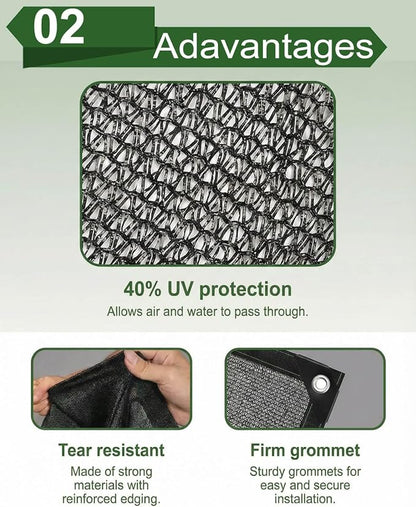 vensovo 40% Sunblock Shade Cloth Net Black Resistant - 6x12 Ft Garden Shade Mesh for Plant Cover, Greenhouse, Chicken Coop, Kennels, Tomatoes Plants