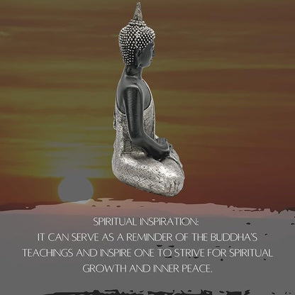 Bellaa Buddha Statue Zen Home Decor Mindfulness Meditation Sculpture Peace Harmony Dhyana Mudra Sitting Blessing Altar Figurine Black 23293