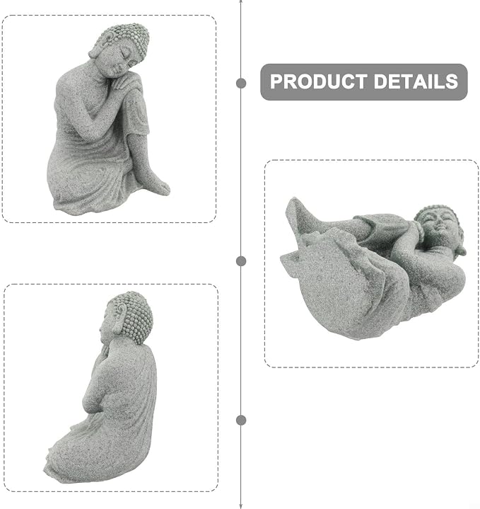 Buddha Garden Statue Sandstone Resin Effect Outdoor and Indoor Yoga Decor for Lawn and Home Weather Resistant for SCULPTURE for Tranquil Zen Landscape Enhancements(S)
