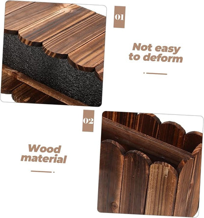 Rustic Wooden Flower Planter Box 19.37X5.11X3.54In Anti-Rotten Wood Pot for Indoor Balcony Window Sill Decorative Fake Flower Holder with Foam Block