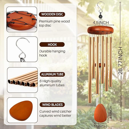 Wind Chimes for Outside, Fathers Day Dad Gifts for Men & Gifts for Women, Mom, Grandma, Deep Tone Soothing Melodic Chimes, Memorial & Sympathy Wind Chimes, Suitable for Garden, Porch & Patio Decor