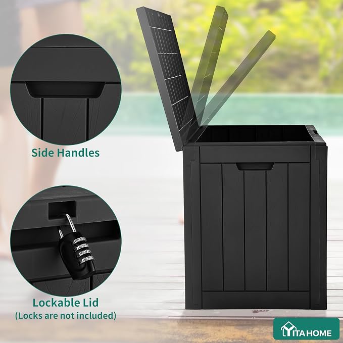 YITAHOME 31 Gallon Outdoor Storage Deck Box | Waterproof Resin Package Delivery and Storage Box with Lockable Lid for Patio Furniture Cushions, Pool Accessories, Garden